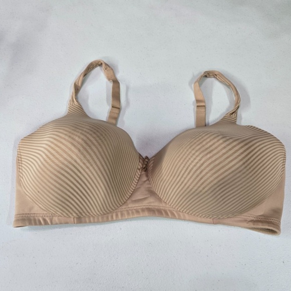 Vanity Fair Women Bra 40DD Beige Striped Radiant Collection T Shirt Lightly Line